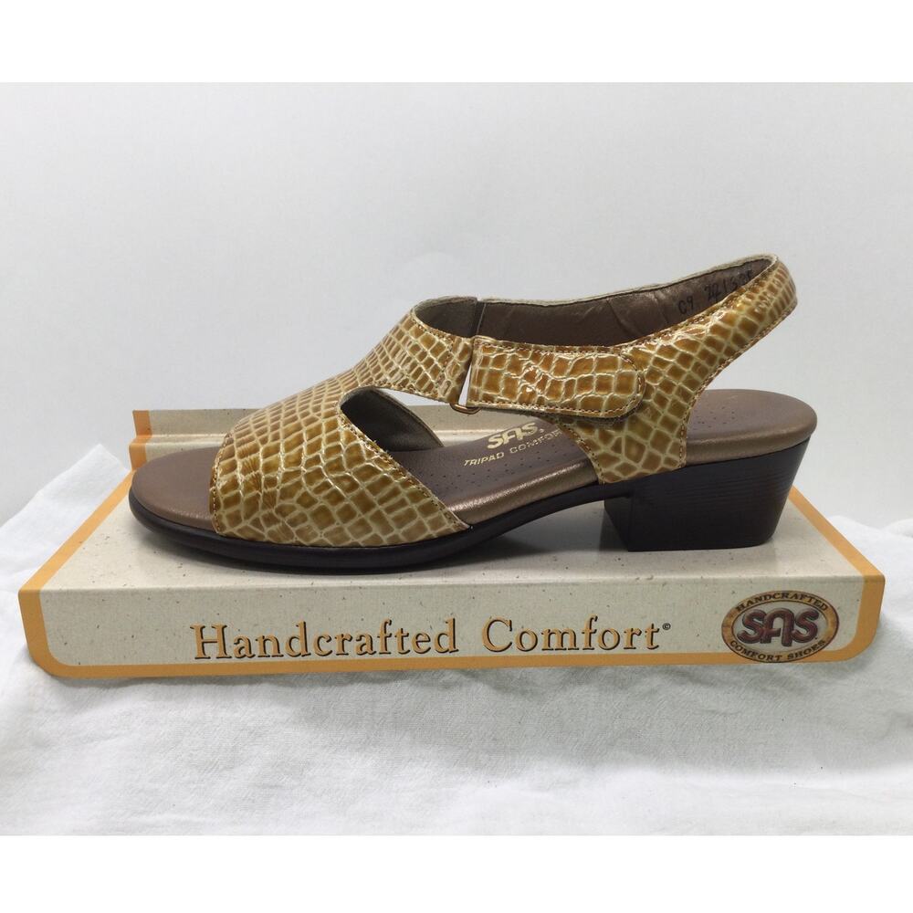 SAS Suntimer Heeled Leather Sandal Womens 10.5 N Comfort Shoe New